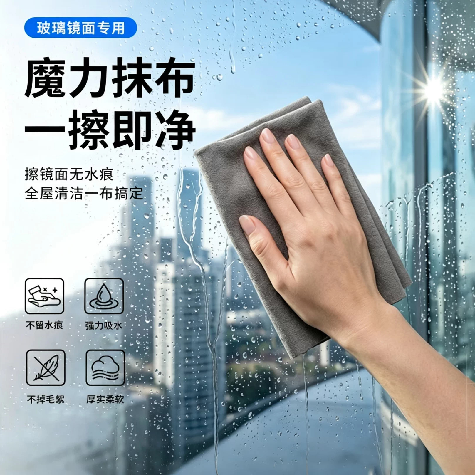 魔力抹布擦玻璃无水印抹布吸水