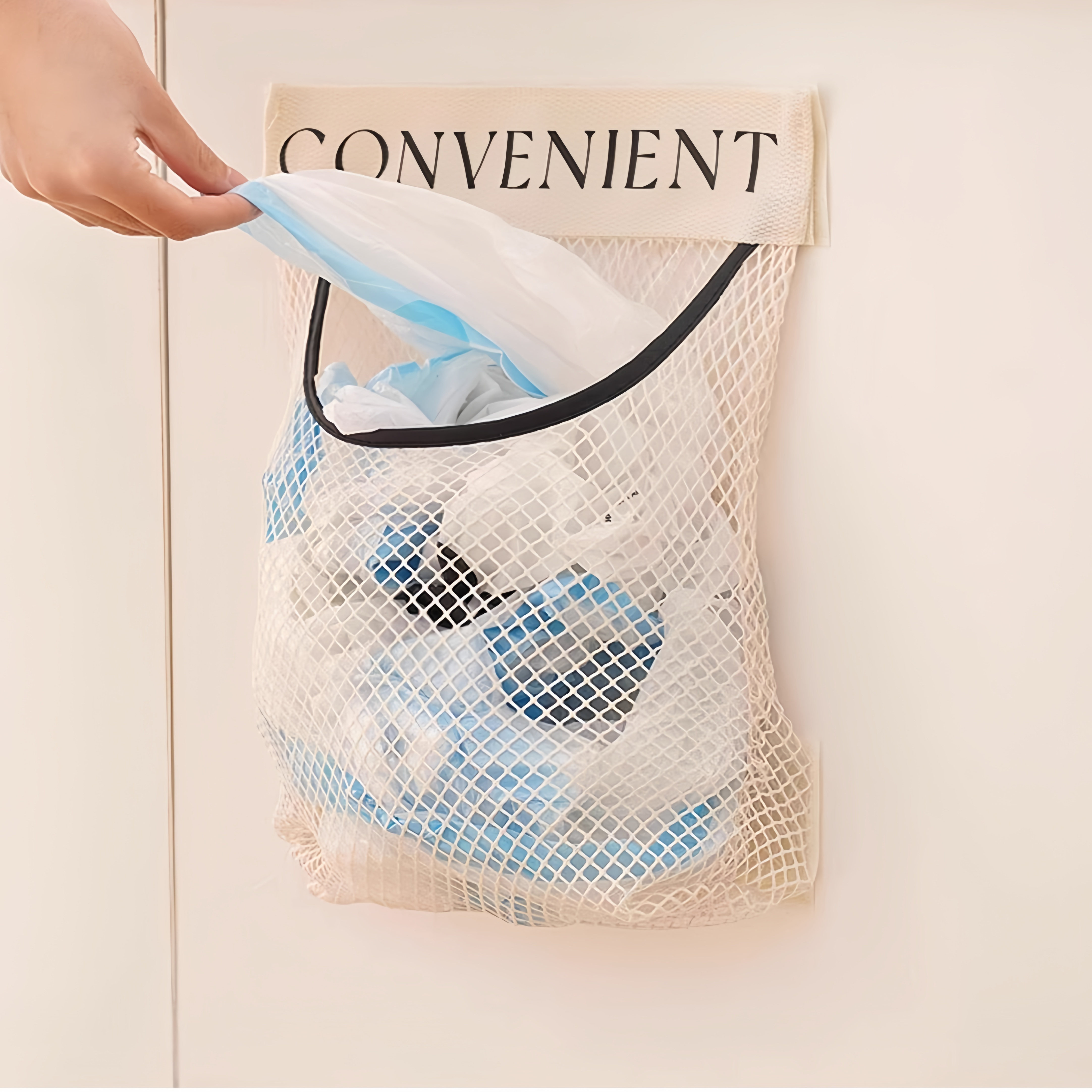 厨房垃圾袋收纳神器壁挂式大容量储物袋子装塑料袋收纳魔术贴网兜,收纳整理,垃圾袋收纳盒/袋,淘宝优惠券,粉丝福利购,淘宝优惠卷