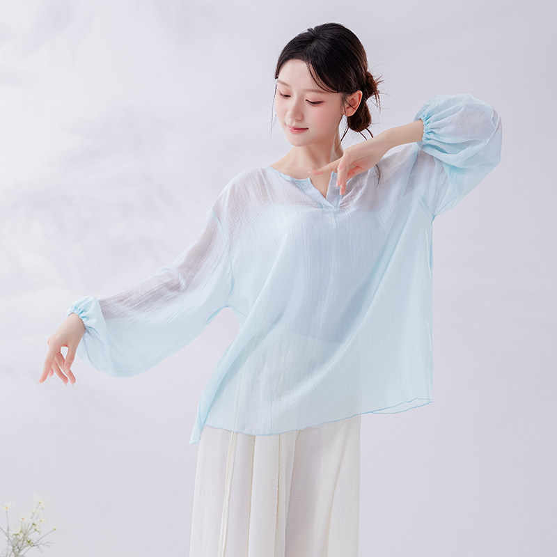 现代舞蹈服上衣女新款V领古典后现代舞服装