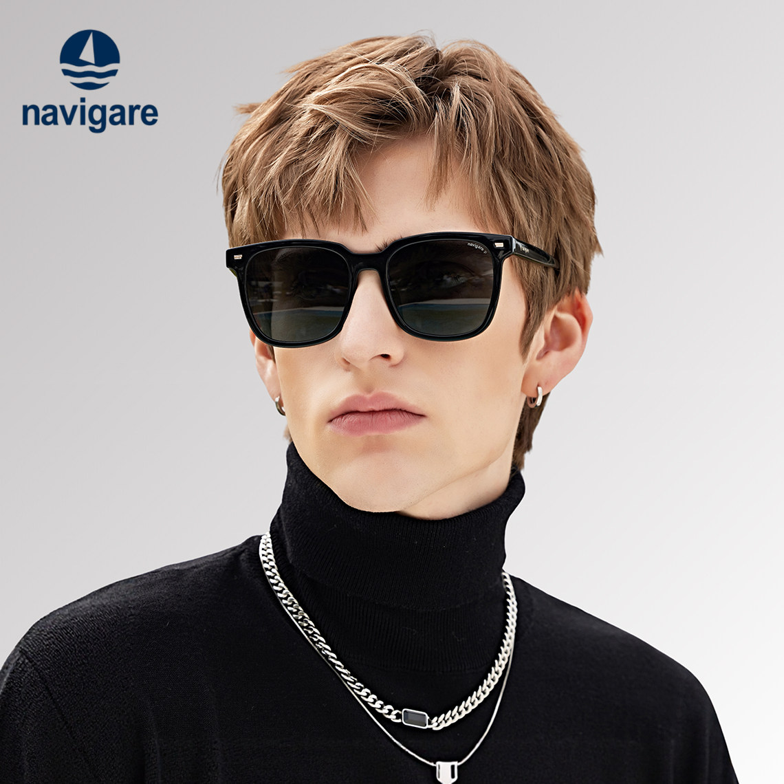 Navigare纳维凯尔小帆船太阳眼镜男士开车偏光镜方形框高级感墨镜