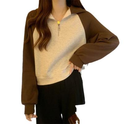 高货半拉链翻领插肩长袖卫