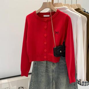 外套早秋小众不撞款 2025韩系高级穿搭刺绣显瘦针织衫 设计 款 26新款