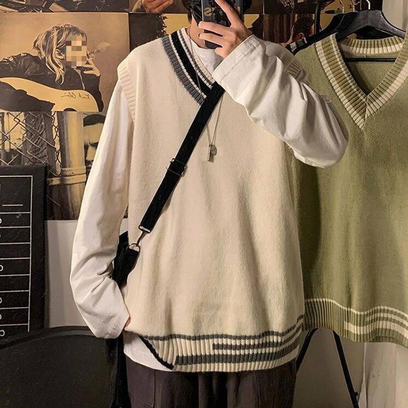 26新款款秋秋男装学院风休闲毛衣马甲套装男韩版帅气一套dk制服毛