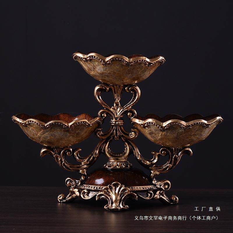 欧式水果盘奢华复古客厅美式糖果盘大号家用干果盘茶几装饰品摆件