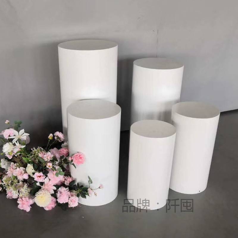 婚庆铁艺圆柱体甜品台新款婚庆道具婚礼迎宾区装饰摆件蛋糕台圆桌