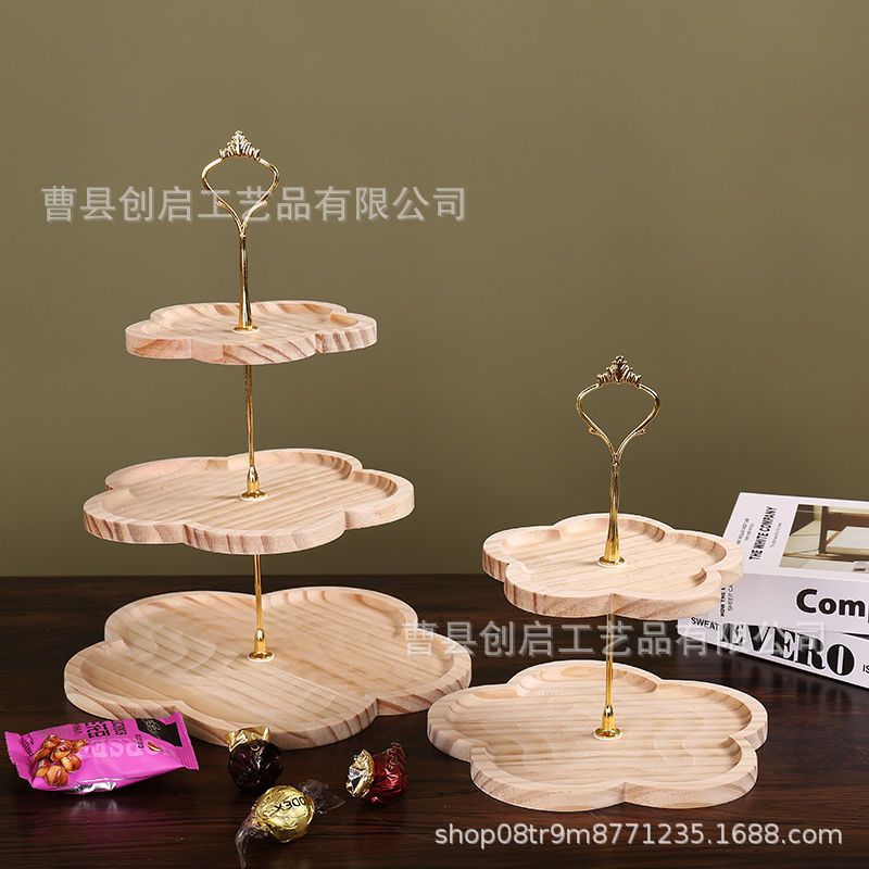 木质多层托盘甜品架圆形实木蛋糕架台装饰展示架欧式蛋糕盘甜点