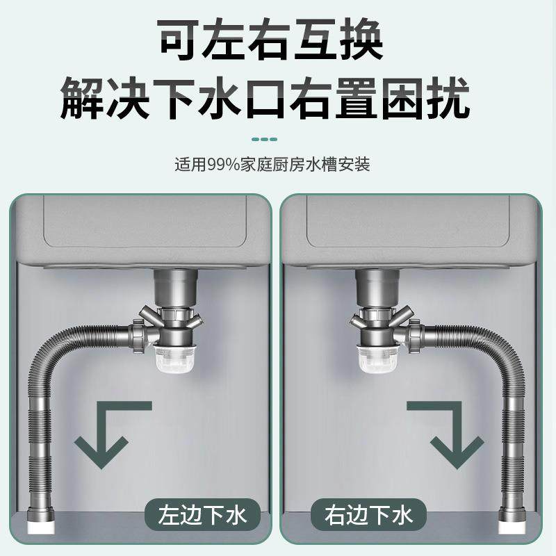 洗碗池双溢水接口下水器省空间防返臭下水管单槽洗菜盆下水全套装,家装主材,下水器,淘宝优惠券,粉丝福利购,淘宝优惠卷