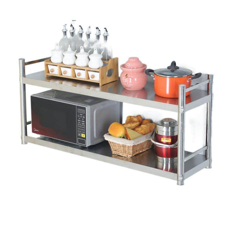 不锈钢吊架带围栏厨房置物架2三层微波炉墙上调味架挂壁式层架子