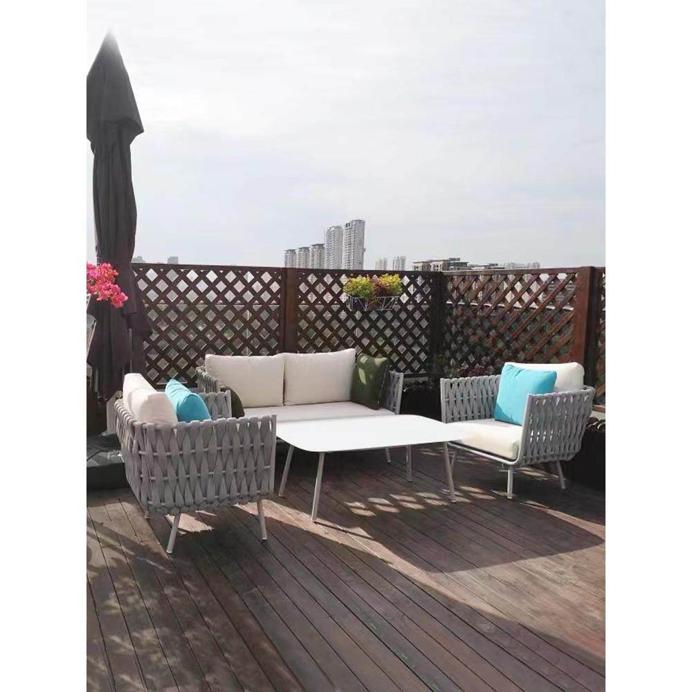 户外不锈钢编藤沙发庭院别墅民宿酒店阳光房防水防晒沙发茶几组合,住宅家具,户外沙发,淘宝优惠券,粉丝福利购,淘宝优惠卷