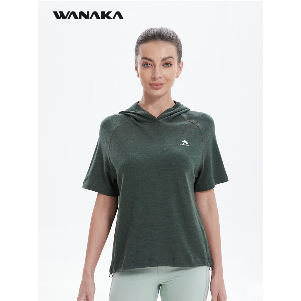 WANAKA 美利奴羊毛女士连帽衫短袖T恤260gsm吸湿排汗控温
