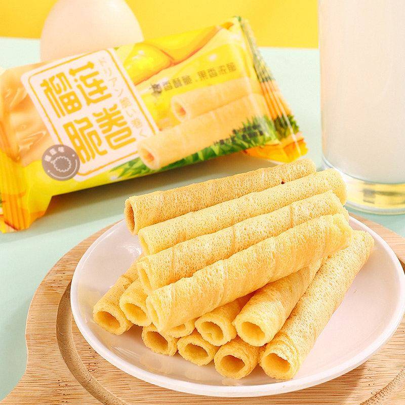 速发现货猫山王榴莲味蛋卷旗舰店烘烤酥脆非油炸糕点零食曲奇饼干