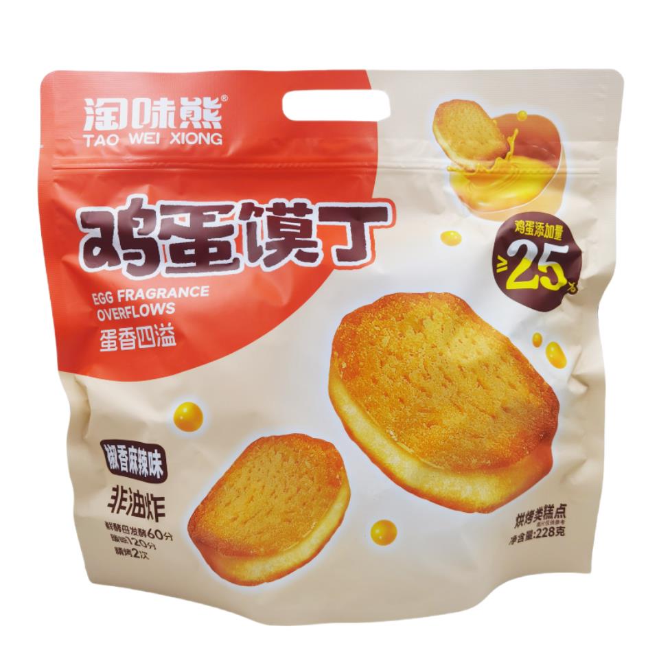速发现货淘味熊鸡蛋馍丁228g袋装麻辣牛肉味烤馍片非油炸馒头小点