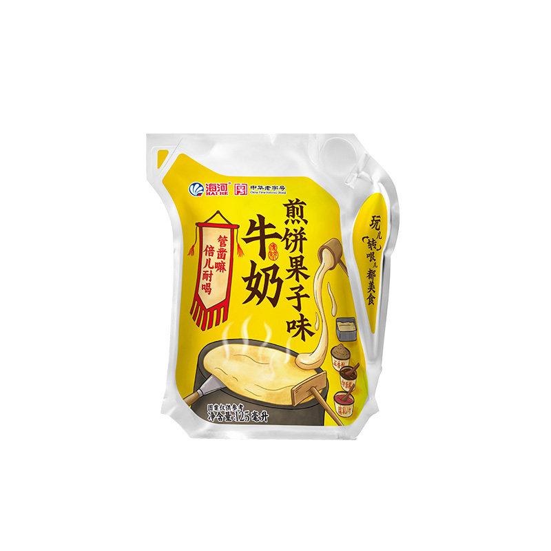 速发现货海河牛奶煎饼果子味牛奶125ml*10袋风味奶天津网红早餐奶