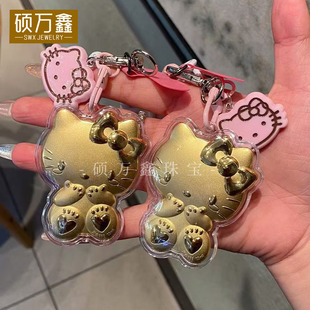 足金999HelloKitty送礼新黄金猫哈喽kt手机挂件钥匙扣包包挂件女