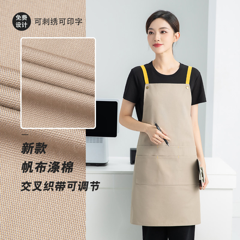 帆布围裙餐饮专用定制logo印字
