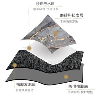 硅藻泥半圆卫生间吸水地垫脚垫家用速干浴室防滑垫门口进门软垫子