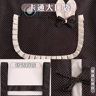 卡通帆布围裙家用厨房可爱做饭透气工作服女防污耐磨做饭围腰成人