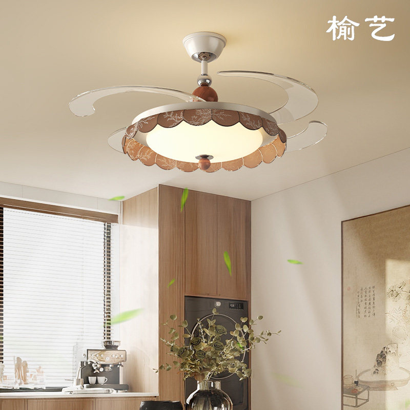 榆艺新款客厅吊灯隐形风扇灯大厅主灯蛋壳奶油风高级感中古风灯具,家装灯饰光源,风扇灯,淘宝优惠券,粉丝福利购,淘宝优惠卷