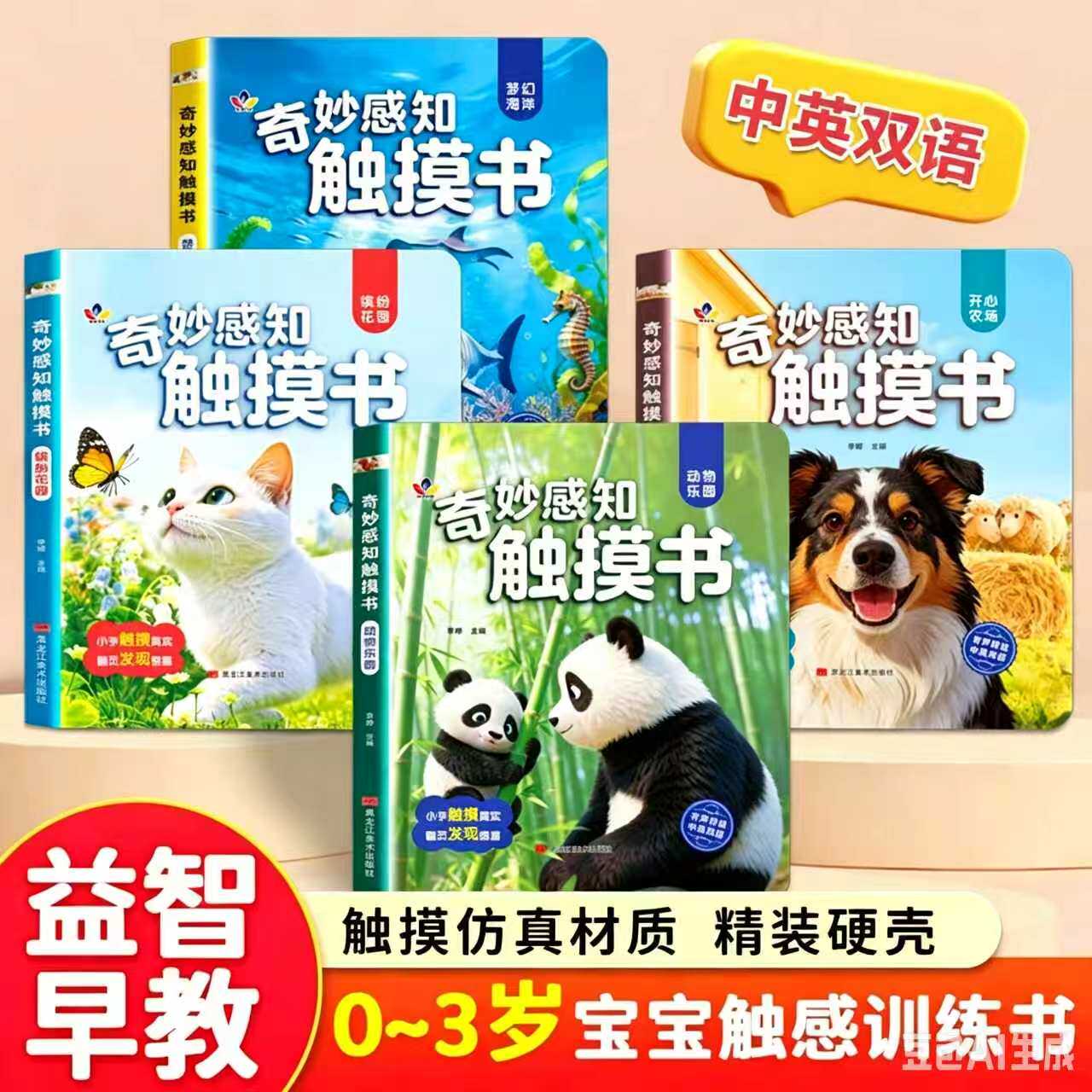 宝宝的奇妙感知触摸书婴幼儿绘本0到3岁触摸训练动物启蒙认知益智早教书翻翻小兔撕不烂抚触书婴儿玩具刺激触觉专注力玩具游戏书