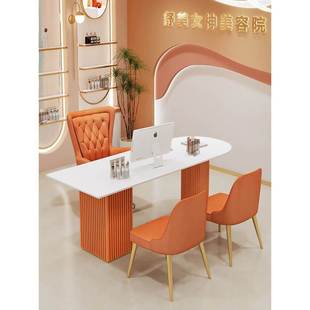 美容院医美咨询师接待洽谈桌椅轻奢岩板办公桌面诊室皮肤检测桌子