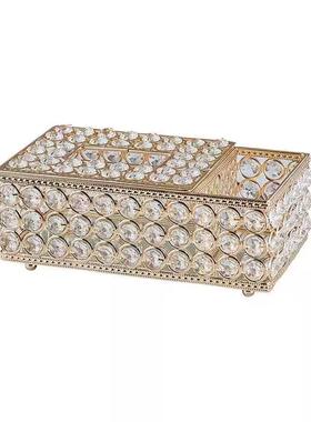 欧式水晶纸巾盒家用客厅创意轻奢高档抽纸盒摆件纸抽盒桌面创意