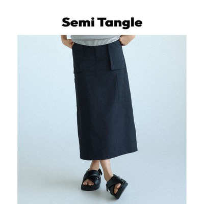 Semi Tangle 日常通勤户外直身运动不易皱工装半裙