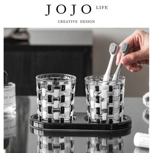 凡 PD.May.漱口杯牙杯家用简约玻璃陶瓷编织情侣 优选JOJOS