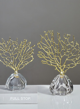 优选创意发财树摆件高档轻奢招财水晶客厅酒柜电视柜家居办公室装