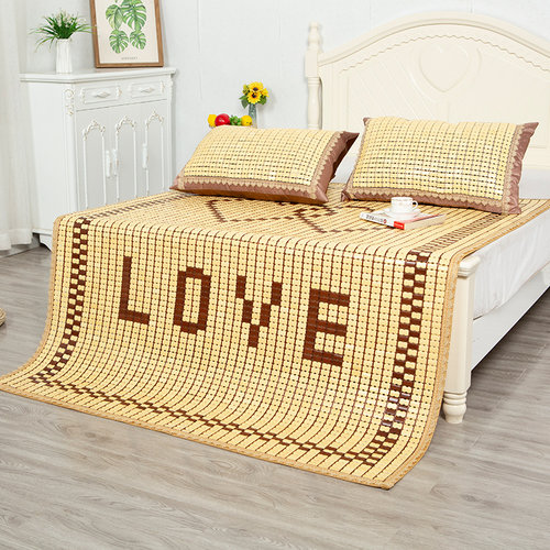 优选麻将凉席1.5床夏季麻将席1.8米双人床席子夏天碳化竹块竹席可