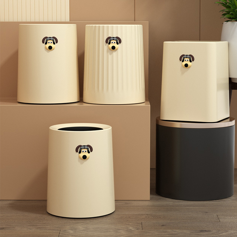 垃圾桶可爱少女卧室家用奶油风客厅厨房卫生间大容量无盖圆形纸篓