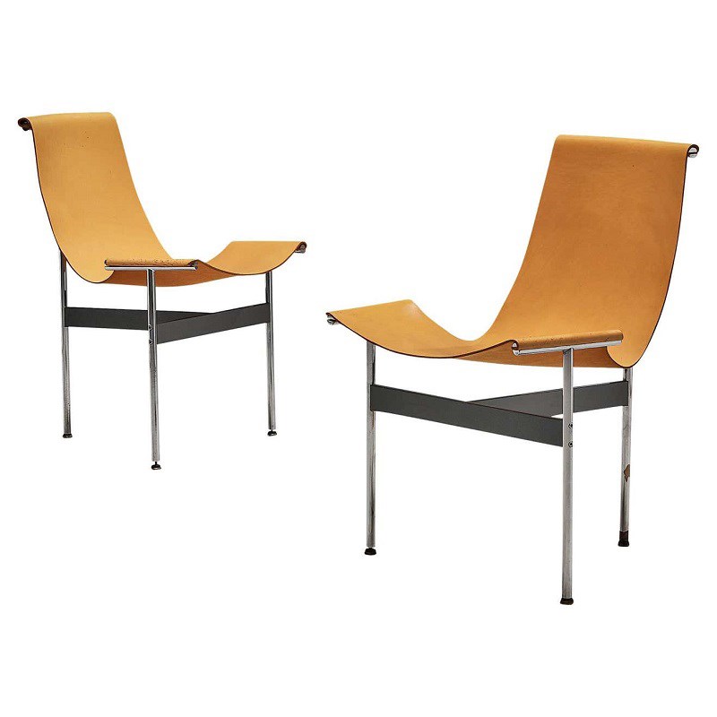 简艺  简约不锈钢框架硬皮马鞍皮餐椅现代轻奢家居休闲创意洽谈椅