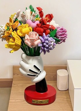 无聊了,送她一个米奇手花瓶吧!桌面摆件家居装饰品玄关工位摆件