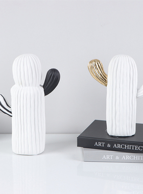 仙人掌植物艺术品摆件现代简约客厅茶几玄关软装样板房售楼部饰品