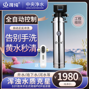 超滤自清洗 得纯全自动全屋净水器家用别墅中央净水机不锈钢外压式