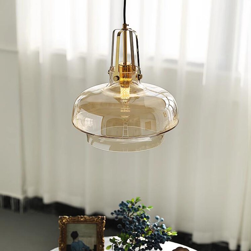 法式复古餐厅吊灯设计师创意包豪斯民宿商用吧台卧室床头玻璃吊灯