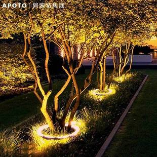 户外七彩圆形抱树灯环形抱柱灯花园射树灯庭院景观园林亮化照树灯