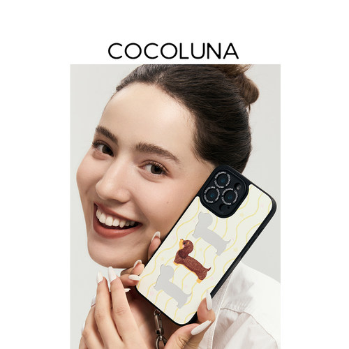 COCOLUNA 原创腊肠镜面小狗图案磁吸适用于苹果15Pro/16Pro/16ProMax 相机保护键腊肠狗萌宠iphone17
