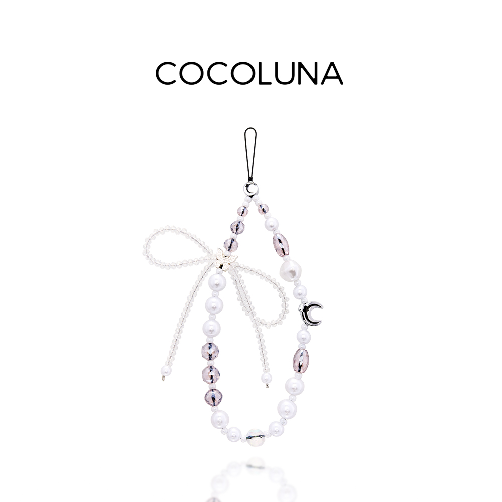 COCOLUNA 蝴蝶结手机链时尚手机挂件配饰小众设计百搭高级名媛少女感俏皮可爱精致珍珠挂绳韩系ccd相机挂链