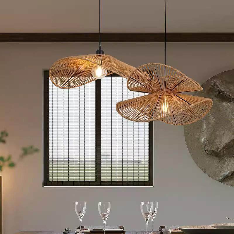 麻绳吊灯简约创意原木风小酒馆餐厅服装店铺吧台手工编织民宿灯具,家装灯饰光源,智能吊灯,淘宝优惠券,粉丝福利购,淘宝优惠卷