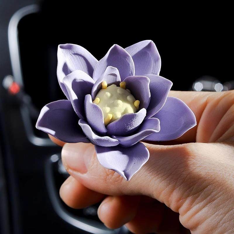 车载出风口紫莲花小摆件精品高档女神精油非遗陶瓷手工仿真花香薰,橡塑材料及制品,工业陶瓷,淘宝优惠券,粉丝福利购,淘宝优惠卷