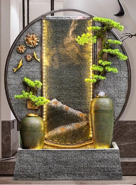 优选招财欧式假山流水喷泉水幕墙公司装饰摆件流水墙别墅鱼池庭院