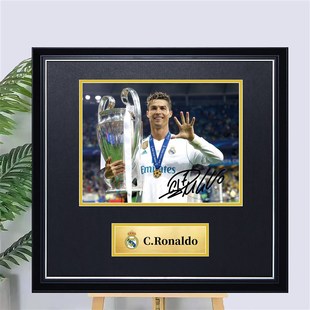 优选C罗梅西库里科比复刻签名照片相片装裱相框裱框装饰画NBA海报