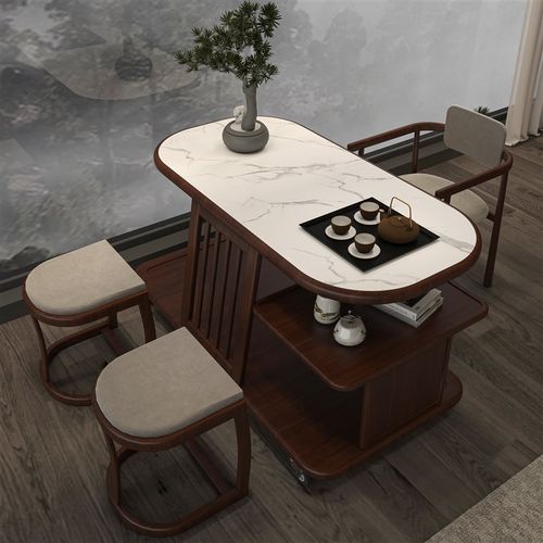 优选2024新款新中式黑胡桃木阳台小茶桌椅组合小型家用实木小茶台