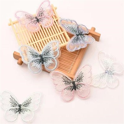 优选窗帘装饰配件小饰品幻彩刺绣蝴蝶别针款素版纯色窗帘白纱布艺