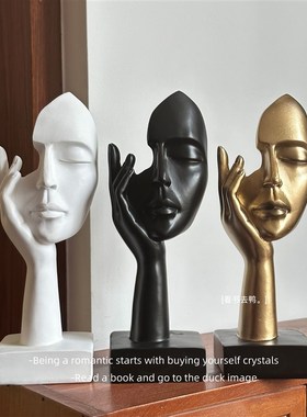 优选情绪的尽头是沉默沉默是金 抽象雕塑面具人艺术装饰摆件