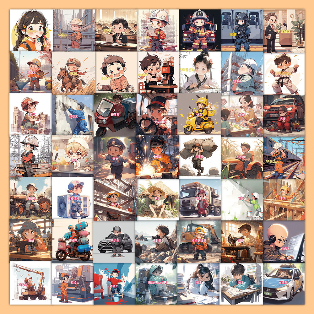 60张职业头像可爱卡通贴纸职业技能装饰手机壳行李箱素材贴画,文具电教/文化用品/商务用品,贴纸/立体贴纸,淘宝优惠券,粉丝福利购,淘宝优惠卷