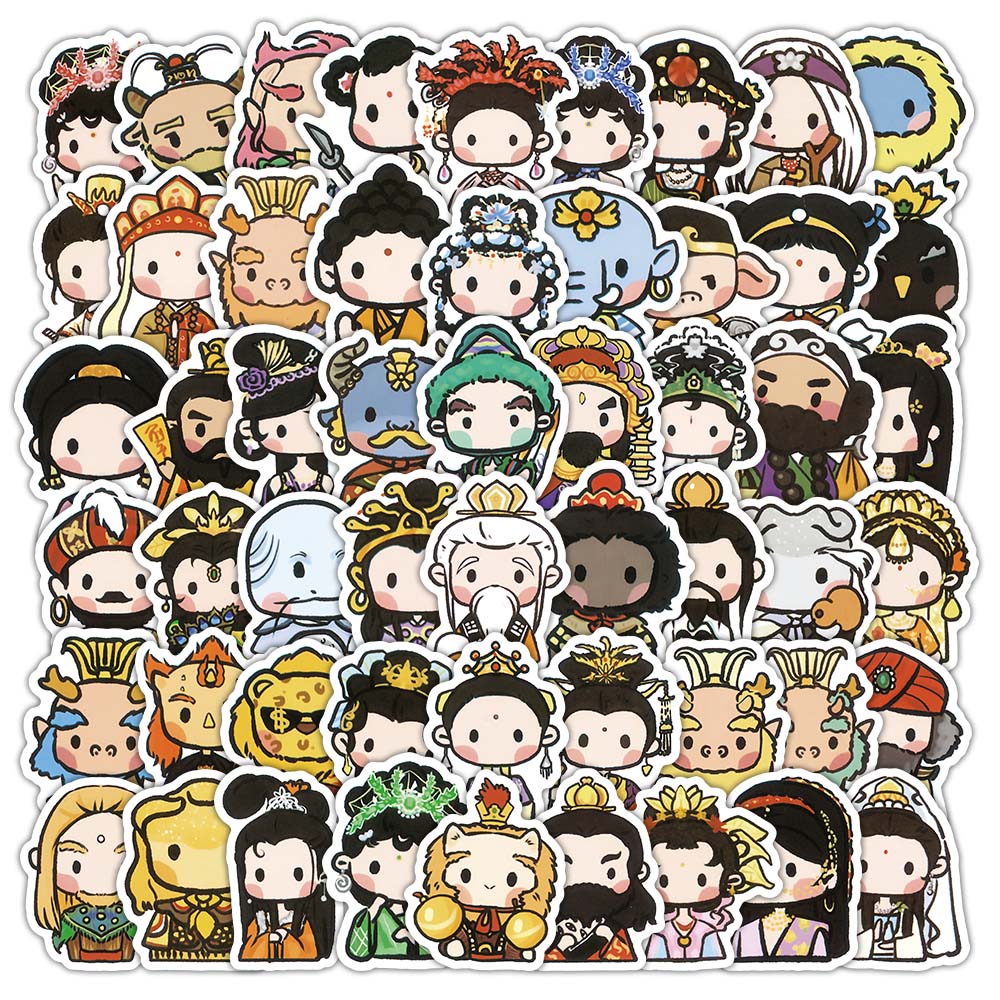 140张Q版西游记贴纸卡通ins风可爱创意手账行李箱标签防水diy贴画