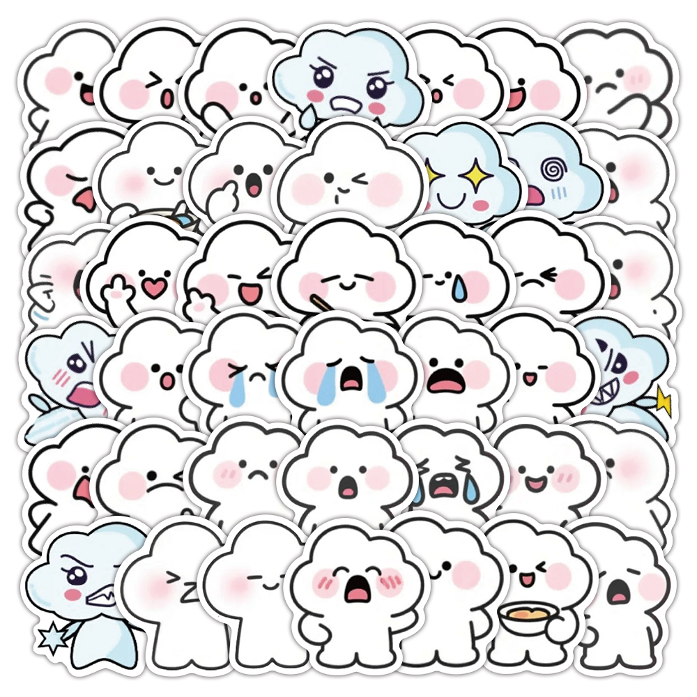 60张云朵宝宝贴纸卡通可爱ins风装饰行李箱手账标签防水diy小贴画
