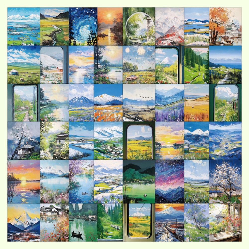 60张被油画定格的瞬间卡通贴纸浪漫风景装饰笔记本手机壳贴画,文具电教/文化用品/商务用品,贴纸/立体贴纸,淘宝优惠券,粉丝福利购,淘宝优惠卷