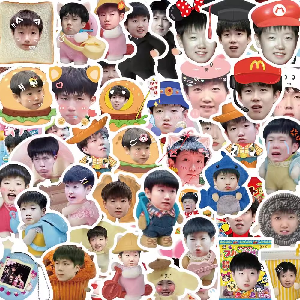 60张实物莎头CP合计贴纸孙颖莎王楚钦手机壳手账防水立体平板贴画